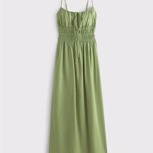 Abercrombie & Fitch Smocked Tie-Front Maxi Dress Light Green Maxi Dress New